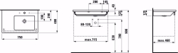 Bild von Laufen LIVING SQUARE - Möbelwaschtisch, Ablage links, 000 weiss, 1 Hahnloch, 750 x 480 x 130, Art.Nr. : H8174390001041