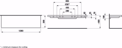 Bild von Laufen LIVING SQUARE - Ablage, aus Sanitärkeramik, wandhängend, schneidbar bis 650 mm, 000 weiss, 1200 x 380 x 100, Art.Nr. : H8704340000001