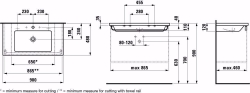Bild von Laufen LIVING SQUARE - Waschtisch, schneidbar bis 650 mm, 000 weiss, ohne Hahnloch, 900 x 480 x 115, Art.Nr. : H8164330001091