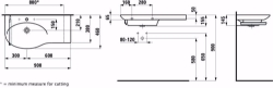 Bild von Laufen PALACE - Waschtisch, Ablage rechts, schneidbar bis 800 mm, 000 weiss, 1 Hahnloch, 900 x 460 x 155, Art.Nr. : H8167020001041