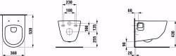 Bild von Laufen PRO - Wand-WC rimless, Tiefspüler, mit Nischen, ohne Spülrand, 530 x 360 x 345,  000, weiss , Art.Nr. : H8209640000001