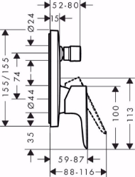 Bild von Hansgrohe Talis E Einhebel-Wannenmischer Unterputz, Mattschwarz , Art.Nr. : 71745670