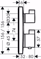 Bild von Hansgrohe Ecostat Square Thermostat Unterputz für 2 Verbraucher, brushed black chrome , Art.Nr. : 15714340