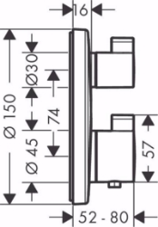 Bild von Hansgrohe Ecostat S Thermostat Unterputz für 2 Verbraucher, Mattschwarz , Art.Nr. : 15758670