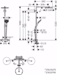 Bild von Hansgrohe Raindance Select S Showerpipe 240 1jet PowderRain mit Ecostat Comfort Thermostat, Mattschwarz , Art.Nr. : 27633670