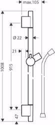 Bild von Hansgrohe Unica Brausenstange S Puro 90 cm mit Brausenschlauch, Mattschwarz , Art.Nr. : 28631670