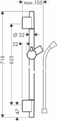 Bild von Hansgrohe Unica Brausenstange S Puro 65 cm mit Brausenschlauch, Mattweiß , Art.Nr. : 28632700