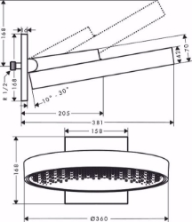 Bild von Hansgrohe Rainfinity Kopfbrause 360 1jet mit Wandanschluss, chrom , Art.Nr. : 26230000