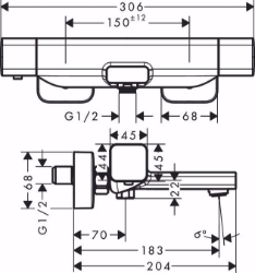 Bild von Hansgrohe Ecostat E Wannenthermostat Aufputz, chrom , Art.Nr. : 15774000