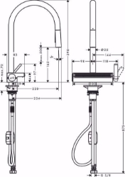 Bild von Hansgrohe Aquno Select M81 Einhebel-Küchenmischer 170, Ausziehbrause, 3jet, edelstahl finish , Art.Nr. : 73837800