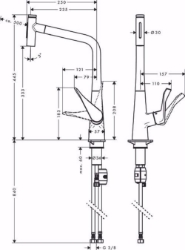 Bild von Hansgrohe Metris Select M71 Einhebel-Küchenmischer 320, Ausziehbrause, 2jet, chrom , Art.Nr. : 73820000