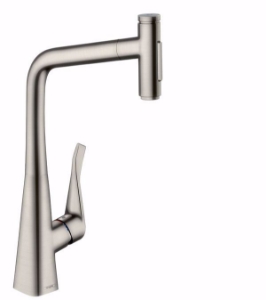 Bild von Hansgrohe Metris Select M71 Einhebel-Küchenmischer 320, Ausziehbrause, 2jet, edelstahl finish , Art.Nr. : 73820800