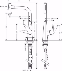 Bild von Hansgrohe Talis Select M51 Einhebel-Küchenmischer 300, Ausziehbrause, 2jet, chrom , Art.Nr. : 72823000