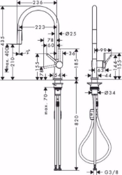 Bild von Hansgrohe Talis M54 Einhebel-Küchenmischer 210, Ausziehbrause, 2jet, chrom , Art.Nr. : 72800000