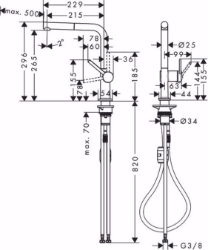 Bild von Hansgrohe Talis M54 Einhebel-Küchenmischer 270, Ausziehauslauf, 1jet, edelstahl finish , Art.Nr. : 72808800