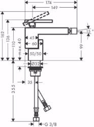 Bild von AXOR Edge Einhebel-Bidetmischer mit Push-Open Ablaufgarnitur, chrom , Art.Nr. : 46210000