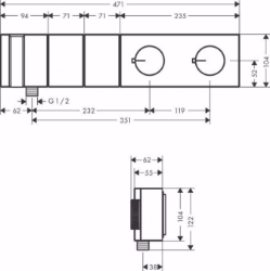 Bild von AXOR Edge Thermostatmodul Select 470/100 Unterputz für 2 Verbraucher, chrom , Art.Nr. : 46700000