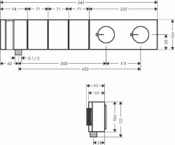 Bild von AXOR Edge Thermostatmodul Select 540/100 Unterputz für 3 Verbraucher, chrom , Art.Nr. : 46710000