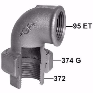 Bild von +GF+ 95 Winkelverschraubung, flach dichtend, ISO/EN UA1, Dimension ″: 3/4", Art.Nr.: 770095105