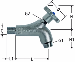 Bild von Nussbaum 41131 Gartenventil mit Metall-Handrad, Grösse: ½, Art.Nr. 41131.54