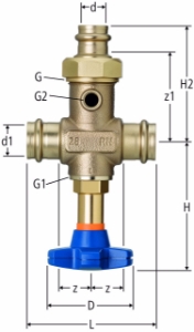 Bild von Nussbaum 82232 Optipress-Aquaplus-Batterieventil mit Optipress-Aquaplus-Anschlussverschraubung 92020 / 92021, Grösse: 28 x 28, Art.Nr. 82232.22