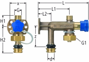 Bild von Nussbaum 84227 Optiflex-Flowpress-Kombiventil mit Wandflansch, Grösse: 16, Art.Nr. 84227.21