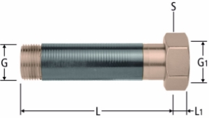 Bild von Nussbaum  92002 Optifitt-Serra-Anschlussverschraubung mit langem Aussengewinde und Gewindeschutz, Grösse: ¾ x 1, Art.Nr. 92002.25