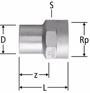 Bild von Nussbaum  80034 Optipress-Aquaplus-Übergang mit Einsteckende und Innengewinde, Grösse: 22 x ¾, Art.Nr. 80034.25