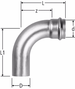 Bild von Nussbaum  88001 Optipress-Gaz-Bogen 90° mit Einsteckende, Grösse: 54, Art.Nr. 88001.28