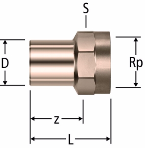 Bild von Nussbaum  81034 Optipress-Aquaplus-Übergang mit Einsteckende und Innengewinde, Grösse: 18 x ¾, Art.Nr. 81034.23