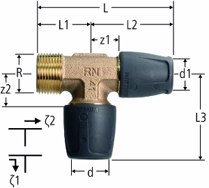 Bild von Nussbaum  85144 Optiflex-Profix-T-Stück mit Aussengewinde, Grösse: ¾ x 16 x 16, Art.Nr. 85144.21