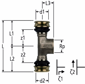 Bild von Nussbaum  84243 Optiflex-Flowpress-T-Stück mit Innengewinde, Grösse: 20 x ½ x 20, Art.Nr. 84243.22