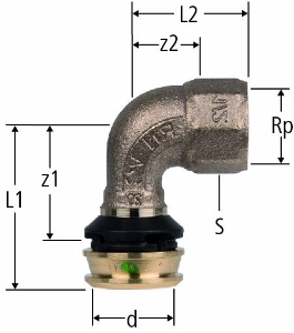 Bild von Nussbaum  84246 Optiflex-Flowpress-Winkel mit Innengewinde, Grösse: 16 x ½, Art.Nr. 84246.21