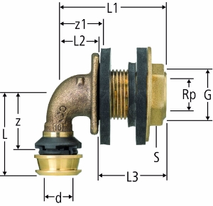 Bild von Nussbaum  84279 Optiflex-Flowpress-Wanddurchführungswinkel, Grösse: 16 x ½ x 55, Art.Nr. 84279.22