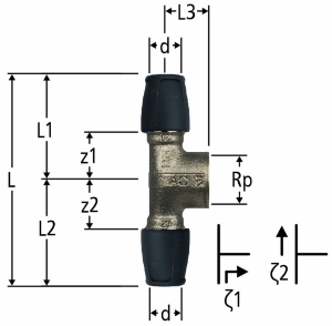 Bild von Nussbaum  85143 Optiflex-Profix-T-Stück mit Innengewinde, Grösse: 25 x ½ x 25, Art.Nr. 85143.23