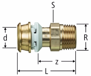 Bild von Nussbaum  84230 Optiflex-Flowpress-Übergang mit Aussengewinde, für 1-LU-Rohre, Grösse: ½ x 16x3.8, Art.Nr. 84230.11