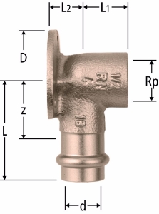 Bild von Nussbaum  81050 Optipress-Aquaplus-Anschlusswinkel mit Wandflansch, Grösse: 18 x ½, Art.Nr. 81050.22