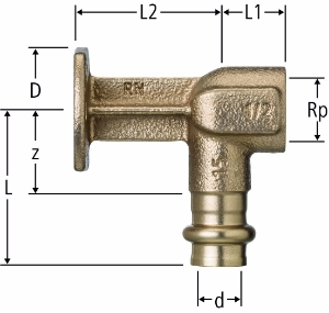 Bild von Nussbaum  81054 Optipress-Aquaplus-Anschlusswinkel mit abgesetztem Wandflansch, Grösse: 15 x ½, Art.Nr. 81054.21