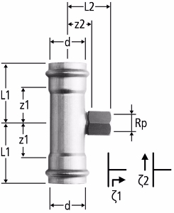 Bild von Nussbaum  80013 Optipress-Aquaplus-T-Stück mit Innengewinde, Grösse: 76.1 x ¾ x 76.1, Art.Nr. 80013.72