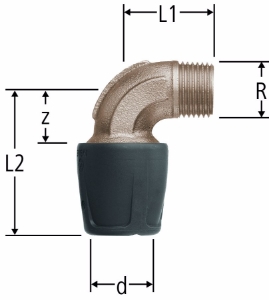 Bild von Nussbaum  85145 Optiflex-Profix-Bogen mit Aussengewinde, Grösse: ¾ x 25, Art.Nr. 85145.24