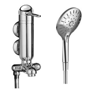 Bild von Laufen Armaturen - Vertikal-Bademischer, Ausladung 163 mm, Anschlussdistanz 76 mm, mit Verschraubungen, mit Zubehör , Art.Nr. : HF503463100000