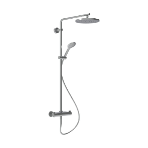 Bild von Laufen Armaturen -35740.748 Showerstation Vivid, thermostatisch, mit Ablage, Regenbrause Ø 250 mm, Handbrause MyTwin100, 1 Kunststoffschlauch und Umsteller WI905452100725, Art.Nr. : HF905452100725