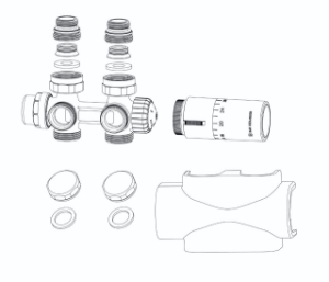 Bild von IMI Hydronic Engineering Multilux 4-Set Zweirohr verchromt mit Halo, Art.Nr. : 9690-28.800