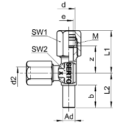 Bild von SERTO T-Verschraubungen SERTO SO 53621 mit Einstellzapfen, Edelstahl rostfrei Grösse: A 6‑ 4‑ 4, Art.Nr. :  058.3610.045