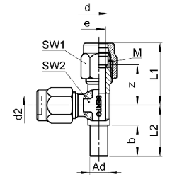 Bild von SERTO Verschraubungen SERTO SO 43621 einstellbar, M-Programm, Messing Grösse: A 6 ‑ 6 ‑ 6, Art.Nr. :  018.3610.060