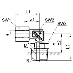 Bild von SERTO Winkelverschraubungen SERTO SO 52121 mit Übergangsnippel, Edelstahl rostfrei Grösse: 10‑ 1/2, Art.Nr. :  058.2101.285