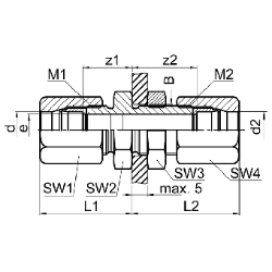 Bild von SERTO Schottverschraubungen SERTO SO 51521 gerade, reduziert, Edelstahl rostfrei, Durchführungslänge max. 5 mm Grösse: 5‑ 4, Art.Nr. :  058.1504.080