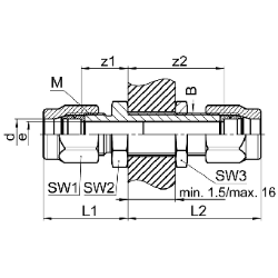 Bild von SERTO Schottverschraubungen SERTO SO 41524 Messing gerade, M-Programm, Durchführungslänge max. 16 mm Grösse: 6, Art.Nr. :  018.1540.060