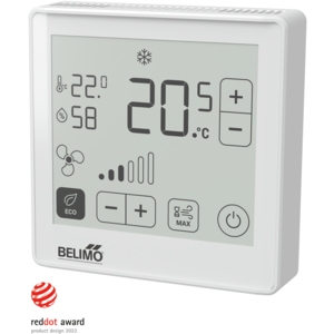 Bild von Belimo Raumbediengerät Feuchte / Temperatur aktiv, NFC, Modbus, BACnet, ePaper-Touch-Display, PC, weiss, RAL 9003, Art.Nr. : P-22RTH-1U00D-2