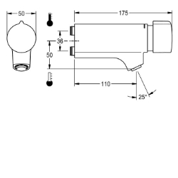 Bild von KWC F5S-Mix F5SM1011 Selbstschluss-Eingriffmischer mit Rückflussverhinderer:ja, Berechnungsdurchfluss Trinkwasser:0.07 l/s, Berechnungsdurchfluss Warmwasser:0.07 l/s, Art.Nr. : 2030058991